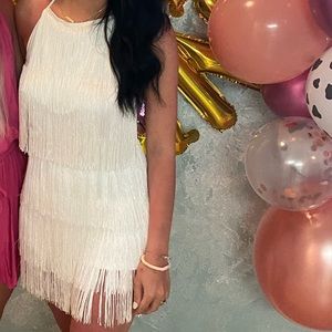 Fringe halter romper